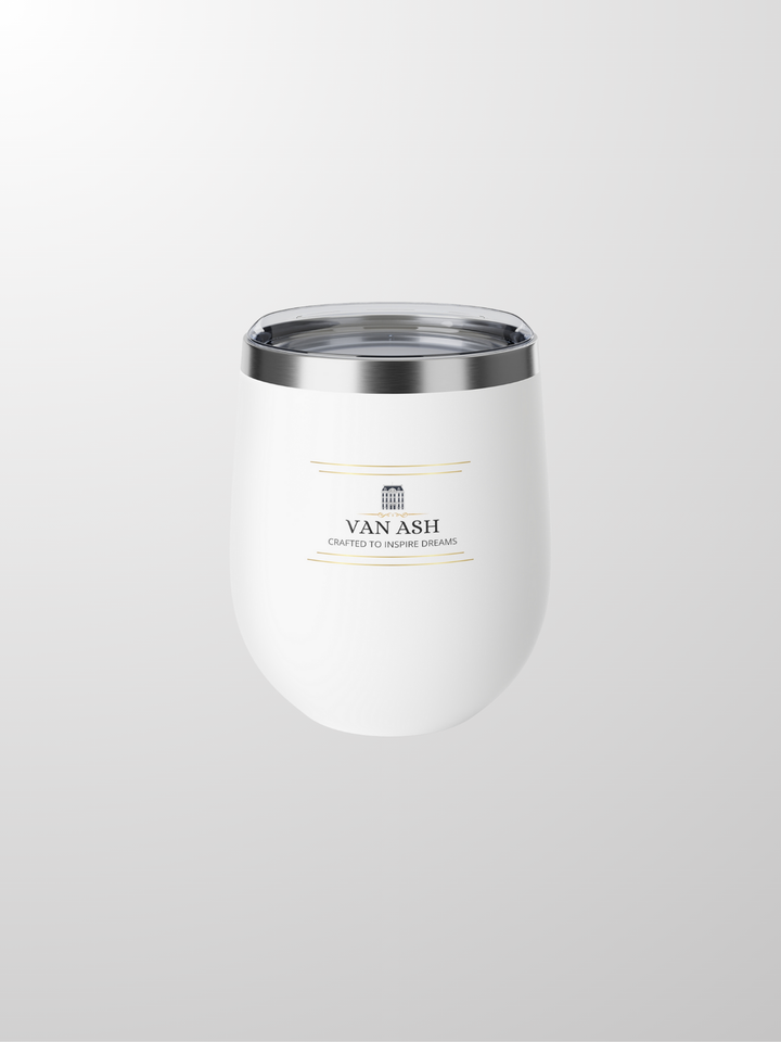 Van Ash Aurora Insulated Cup, a 12oz double-wall stainless steel cup with copper insulation and a push-on lid for elegant, effortless sipping.